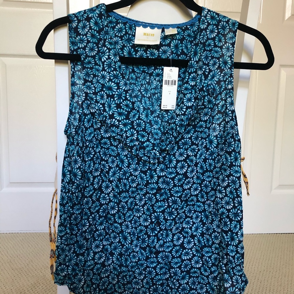 Maeve by Anthropologie Sleeveless Floral Blouse